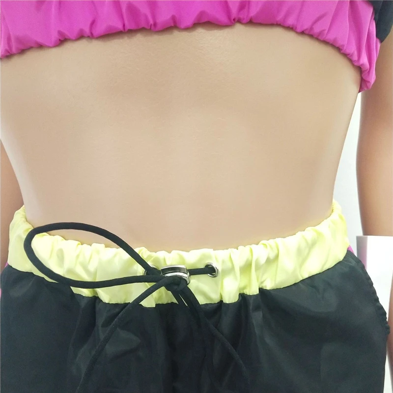 

PinePear Multi Geometric Patchwork Starpless Crop Top and Cargo Pants 2 Two Piece Set 2019 Trendy Women Streetwear Drop Shipping