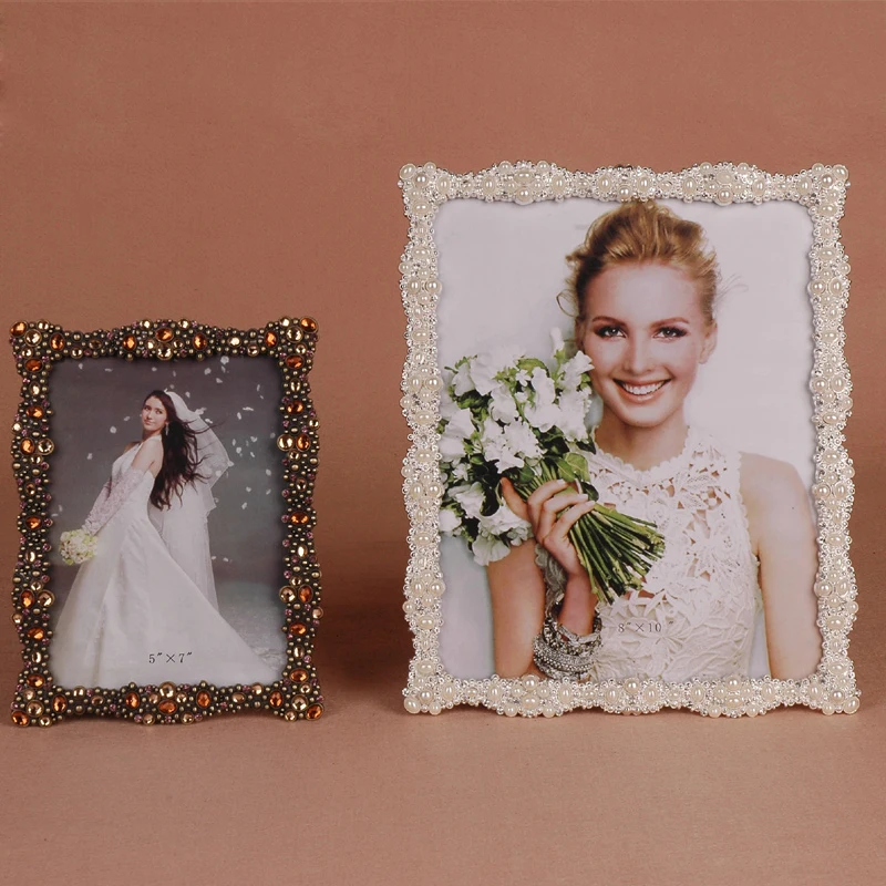 

Креативные украшения для фоторамки с жемчужинами, Настольная фоторамка, семейные свадебные фотографии, держатель рамок, marcos para fotos, домашни...