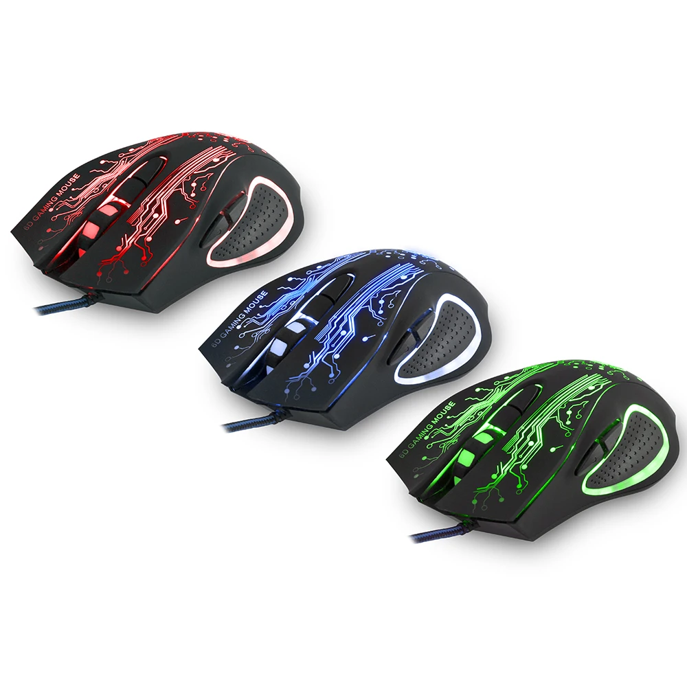 Проводная оптическая Мышь игровой для Gamer С 3D груди Цвет изменение 6 Пуговицы