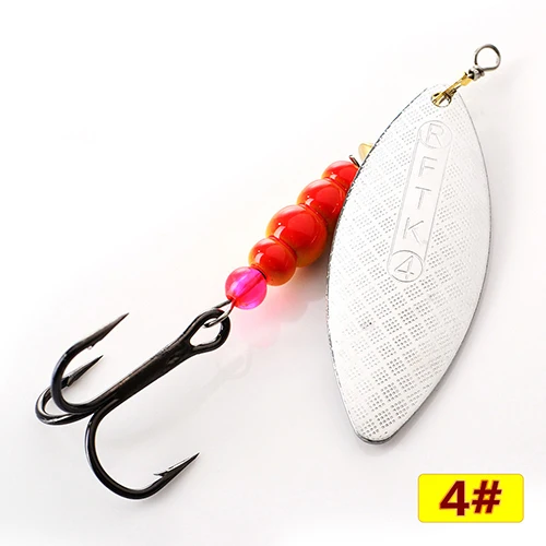 sliver4 FTK 1 шт. 1#2#3#4#5# Спиннер приманка с бусинами с тройными крючками для приманки для ловли щуки - Цвет: sliver4