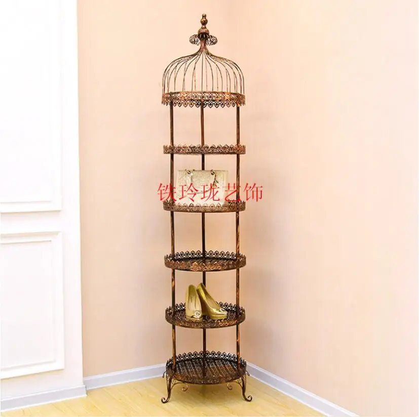 Полка с железной клеткой в европейском стиле полка для хранения обуви и сумок