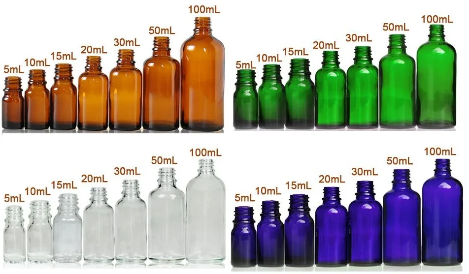 

whole carton 5/10/15/20/30/50/100ml 18/410 Essential Oil Bottles clear glass bottle transparent liquid refillable bottle