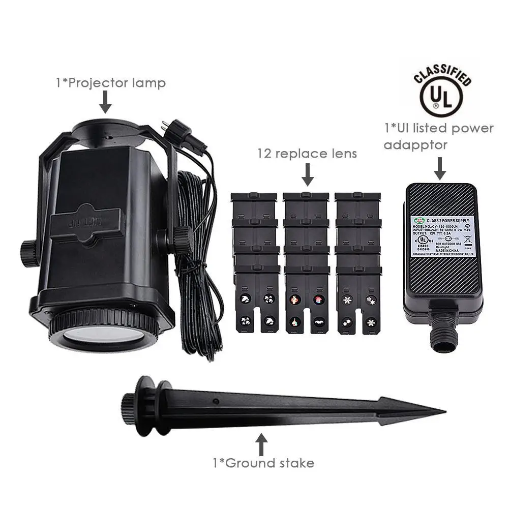 12 светодио дный лампа проектора газон открытый Водонепроницаемый снежинка света