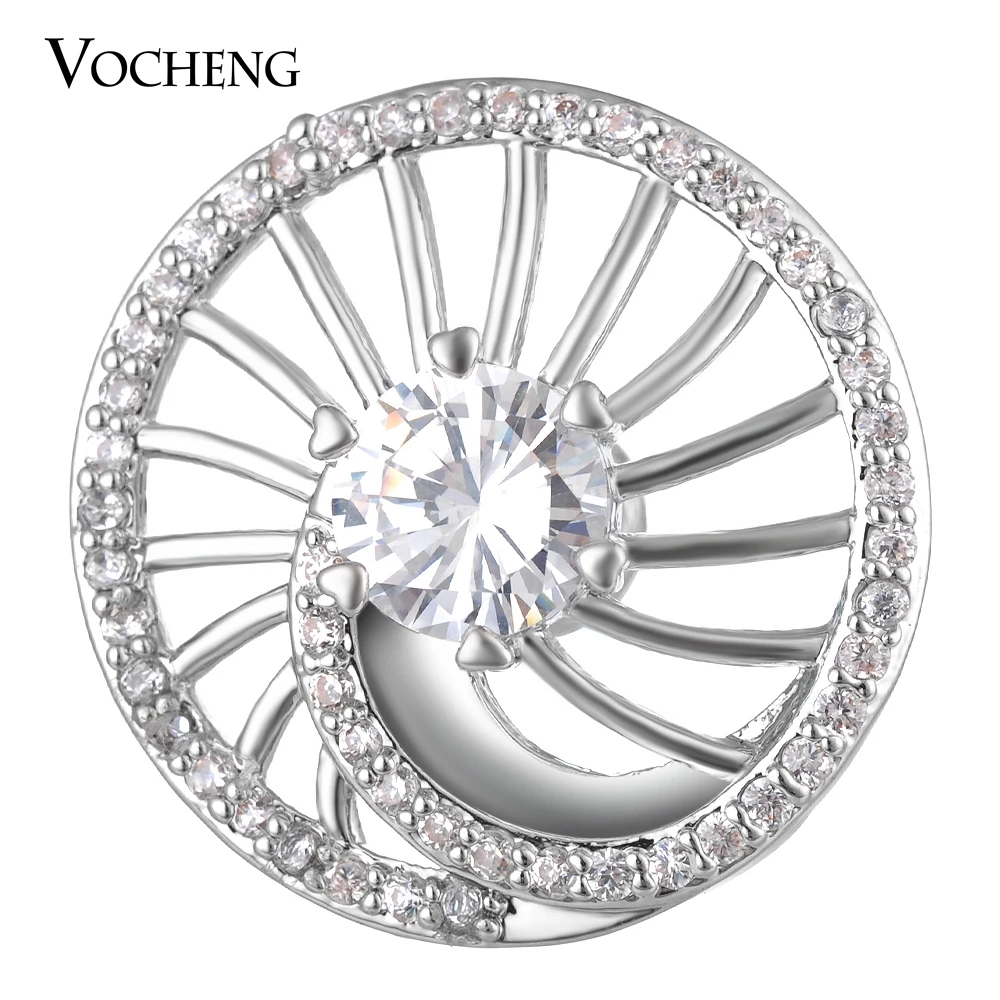 

10PCS/Lot CZ Stone Snap Charms Vocheng Interchangeable Jewelry Brass Material Luxury Button 18mm 2 Colors Vn-1798*10
