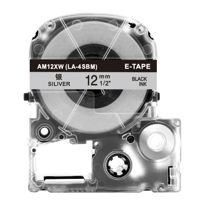 Black on Silver Labelife SC12Y черный на желтом совместимый Epson Labelworks LW-300 Картридж Ленты для маркировки этикеток производитель ленты заправка картриджа 12 мм x 8 м - Цвет: Black on Silver