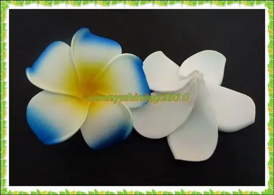 100PCS fashion Blue colour  Foam Frangipani Flower Hawaiian Plumeria flower for bride wedding decorate  6cm(2-1/2) no clip