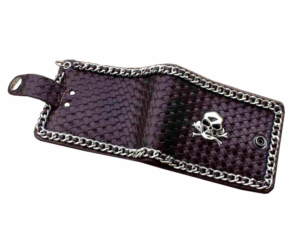 Heavy Metal Gothic Skull Biker Leather Chain Wallet Mens Short Card Holder | Багаж и сумки