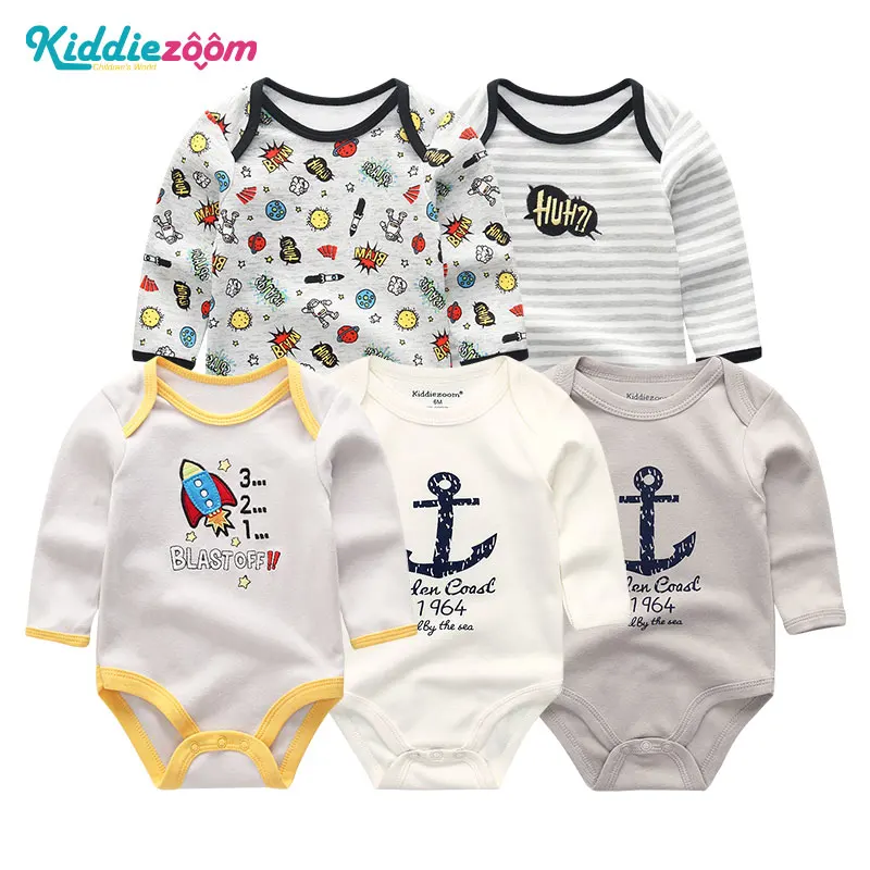 2018 Baby Girl Clothes 5pcs Clothing Sets Cotton Long Sheeve Newborn Boy Rompers Summer 0-12M Pajamas Roupa de bebe | Детская одежда и
