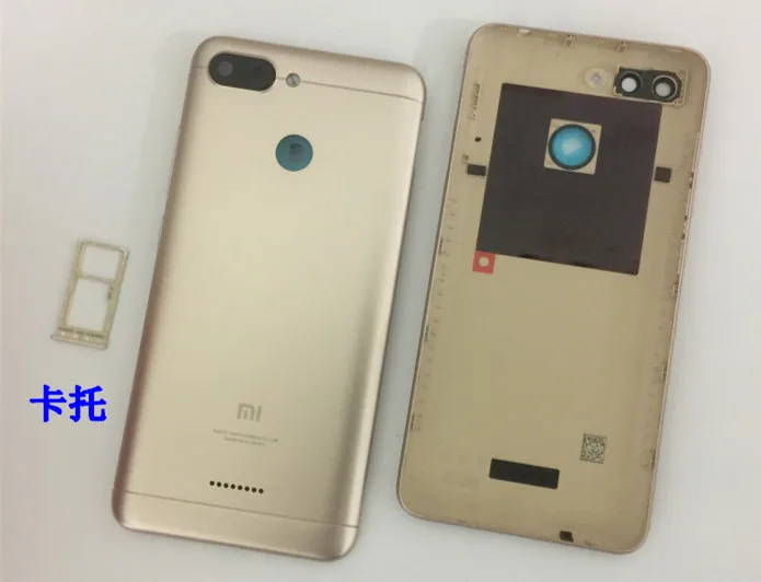 Металлическая задняя крышка батарейного отсека Замена корпуса для Xiaomi Redmi 6 с задней камерой стекло линзы с боковыми кнопками+ инструмент+ подарок - Цвет: gold