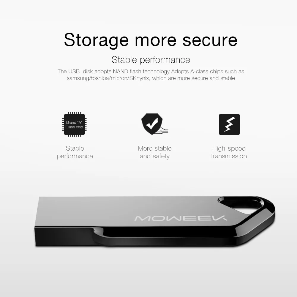 Moweek бизнес USB флеш накопитель M18 металлический 16 ГБ 32 64 128 cle usb 2 0 карта памяти для