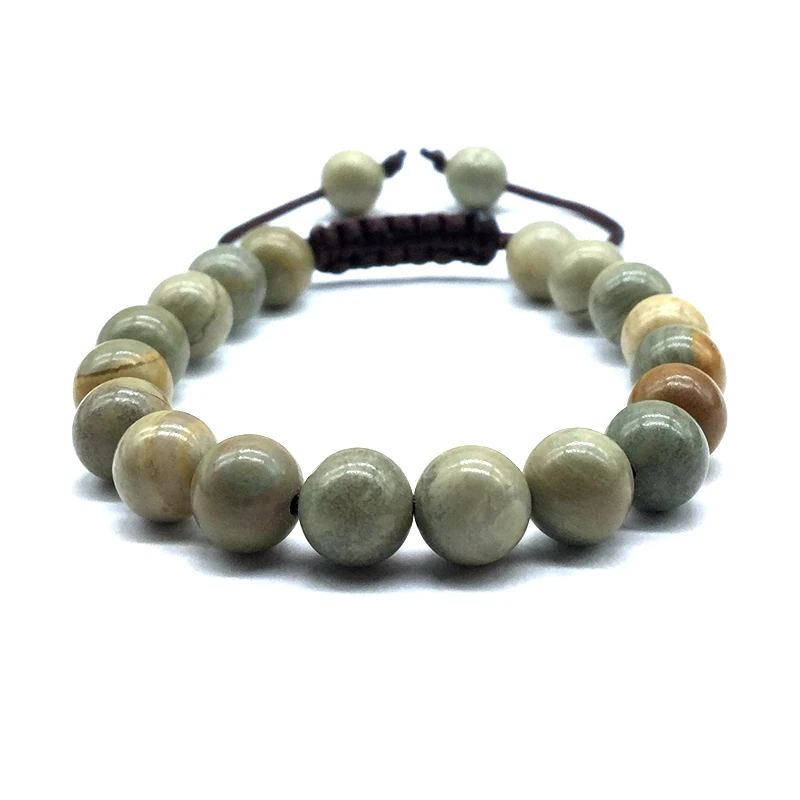 Высокое качество камень бусы браслет 8 мм Родонит Круглый шарик с резьбой шнур