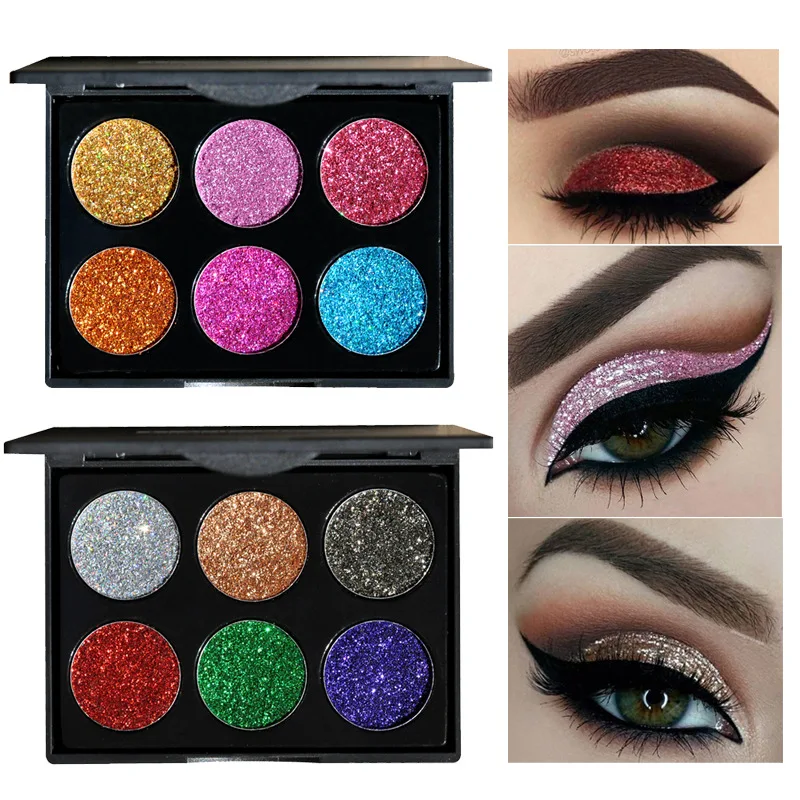 6Colors Eyeshadow Palette Matte Diamond Glitter Foiled Eye Shadow In One Blush Makeup Set for Beauty |