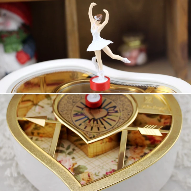 

Heart Dancing Ballerina Music Box baby room decoration Gifts Unisex Wooden Christmas Carousel Swivel Clockwork Music Box #