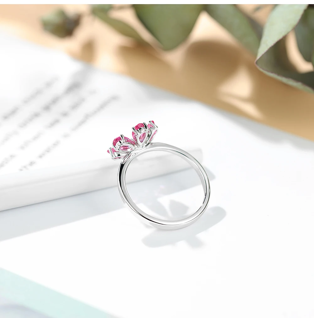 AULEEZE Pear Cut Природный розовый сапфир бриллиантовое кольцо Настоящее 18 к белое золото цветок с драгоценными камнями Женское кольцо