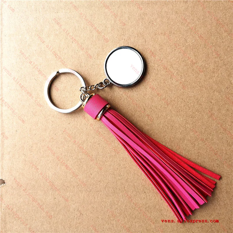 

new sublimation long leather tassels keychains fashion key ring hot transfer printing consumables 13 colours 15pieces/lot