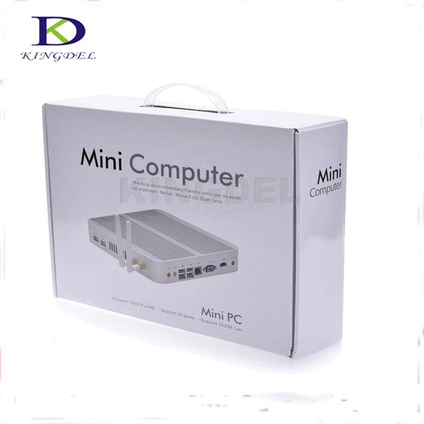 Kingdel Fanless Mini Computer HTPC Nettop with Intl i5-4200U CPU 16GB RAM+128GB SSD HDMI+VGA 4*USB3.0 WiFi Windows10 Metal Case |