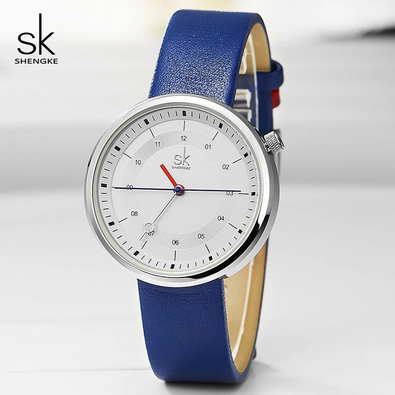 Shengke 2019 новые модные креативные кварцевые часы женские синие кожаные SK Relogio Feminino