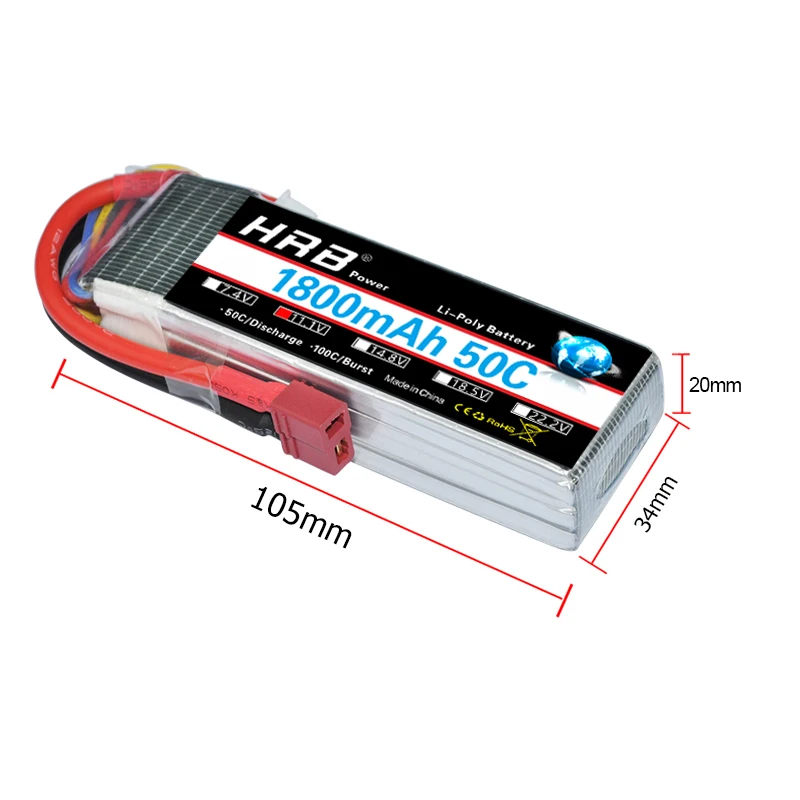 Аккумулятор HRB RC Lipo 3S 11 1 В 1800 мАч 50C MAX 100C для Drone AKKU вертолет самолет автомобиль