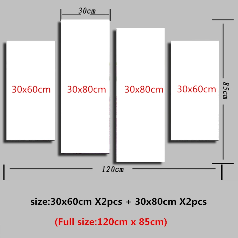 4 панели золотой мост ворота Большой HD домашний декоративный Рисунок настенная