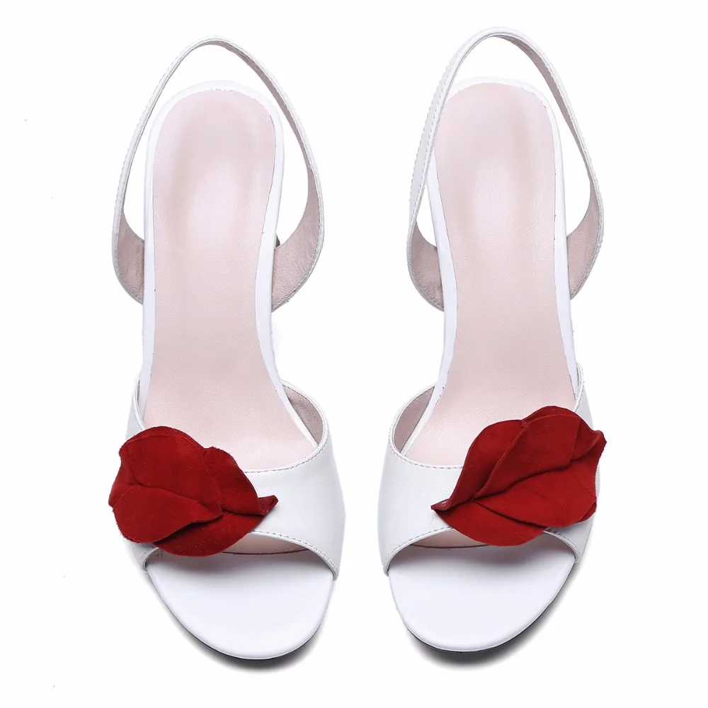 Женские босоножки из натуральной кожи на высоком каблуке 8 см|Боссоножки и