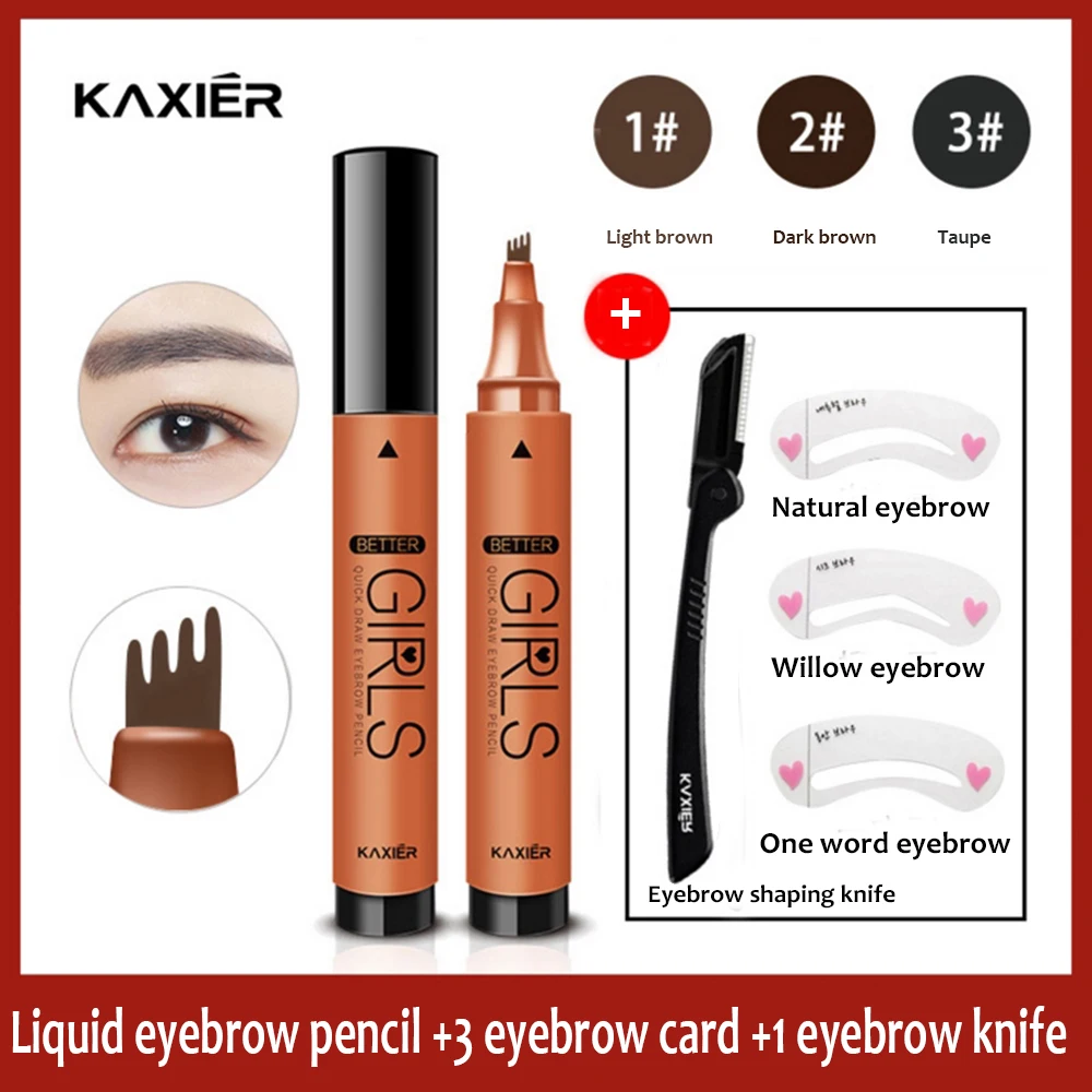 KAXIER Новый карандаш для бровей водонепроницаемый вилка кончик Татуировка ручка 4