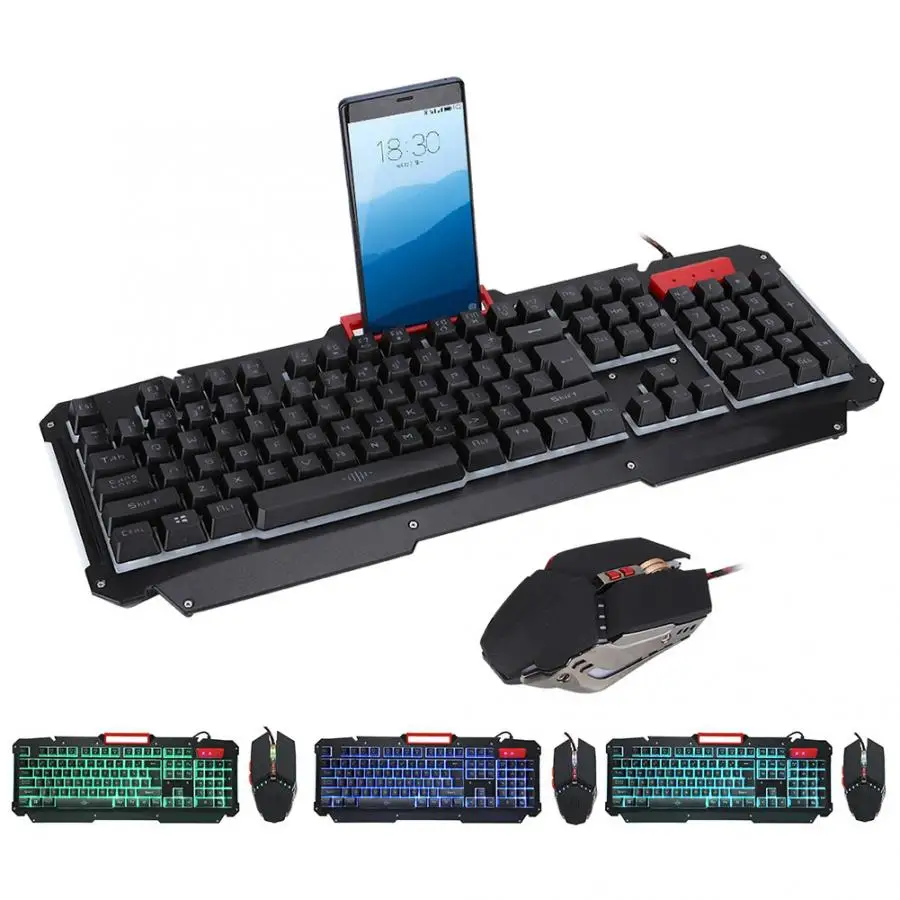 Механическая клавиатура с RGB подсветкой USB Проводная игровая клавиатура имитация механического ощущения 104 клавиш водонепроницаемые компьютерные игровые клавиатуры