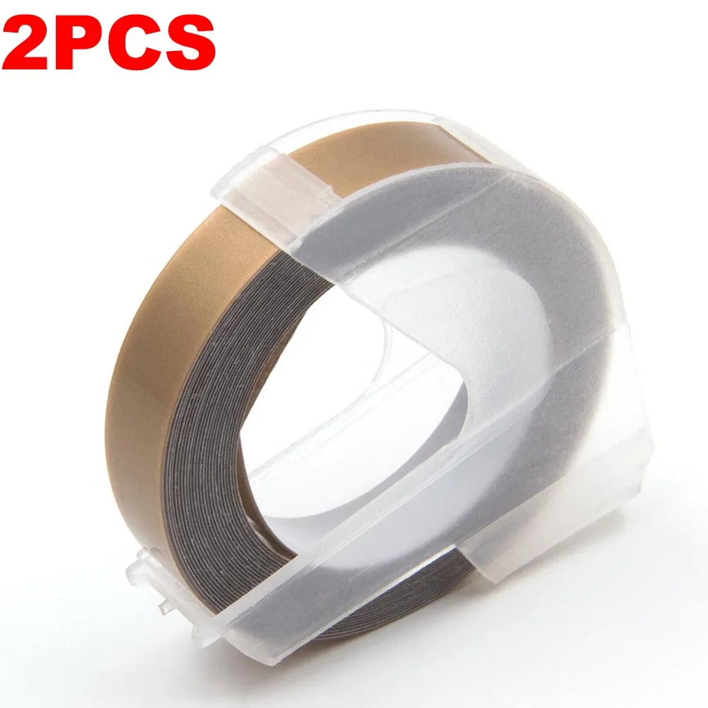 Champagne Gold Absonic 2 рулона 9 мм 3D для тиснения, из ПВХ ленты этикеток совместимый с dymo 1610 1880 12965 ручные принтеры этикеток для Motex E101 производитель этикеток - Цвет: Champagne Gold