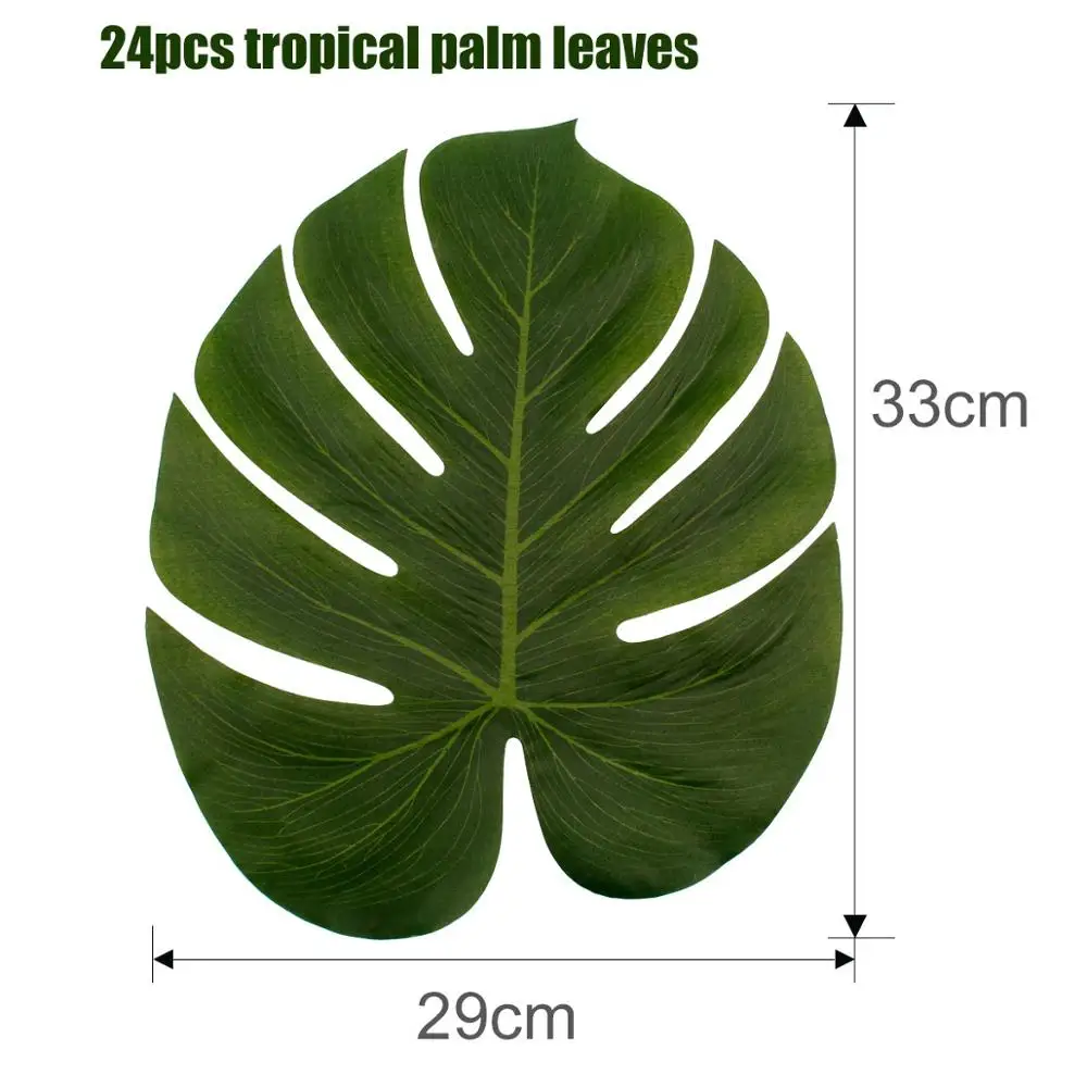 24pcs palm leaves FENGRISE/тропические вечерние юбки для стола из искусственной травы, Гавайские летние Луау, вечерние украшения для свадьбы, дня рождения, вечеринки, декор стола - Цвет: 24pcs palm leaves