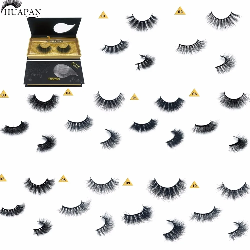 HUAPAN норковые ресницы накладные 3D длинными Полный Газа ручной норки Lashes