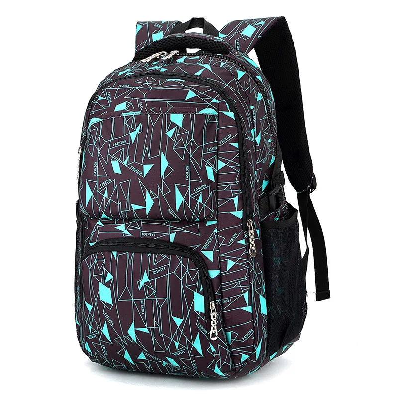 Мужской рюкзак для ноутбука с геометрическим принтом, нейлоновая вместительная школьная сумка в Корейском стиле для мальчиков и девочек-по...