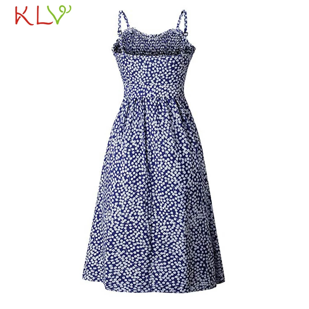 Женское винтажное платье на бретелях с цветочным принтом|Женские платья| |