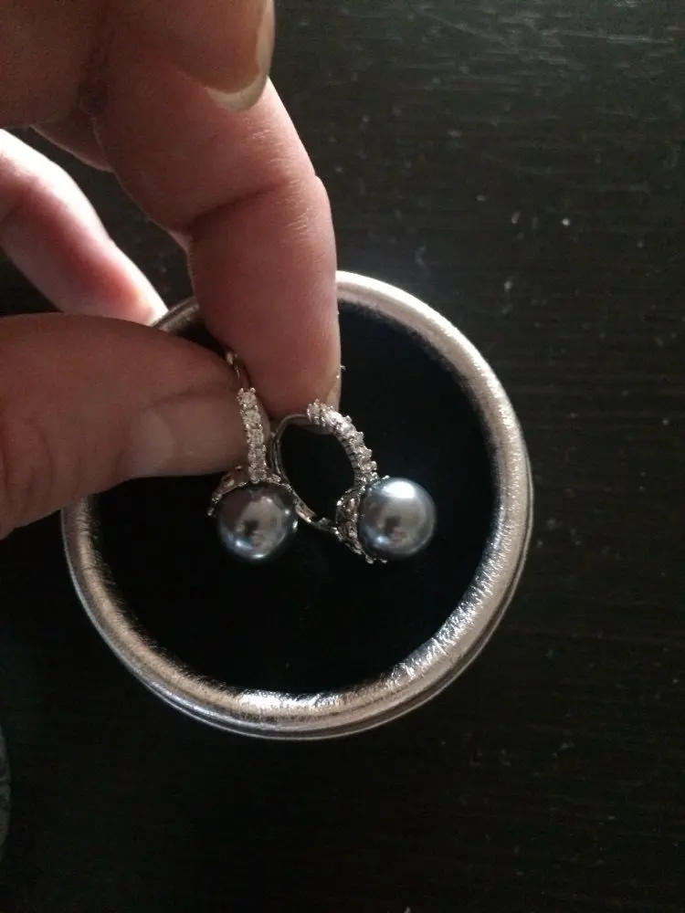 GULICX модные серьги с кристаллами и фианитом белого золота элегантные круглые серые жемчужные подарок