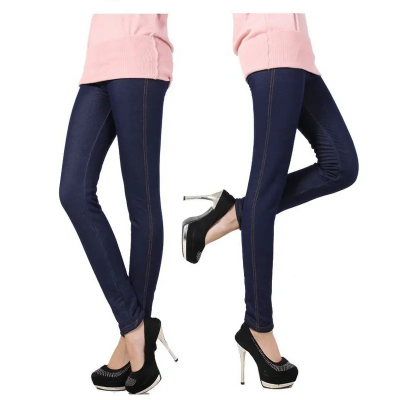 Новинка Осень зима 2020 женские утепленные джинсовые леггинсы плюс плотные
