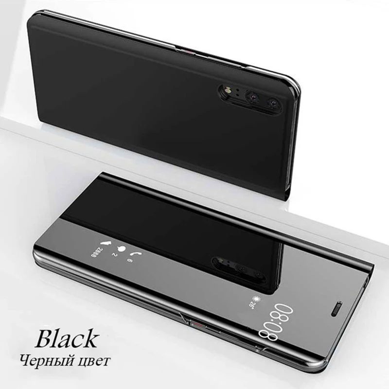 50 шт. прозрачный умный зеркальный флип чехол для Huawei P40 Pro P30 P20 Mate 30 20 X Lite Nova 6 SE 5 5i P