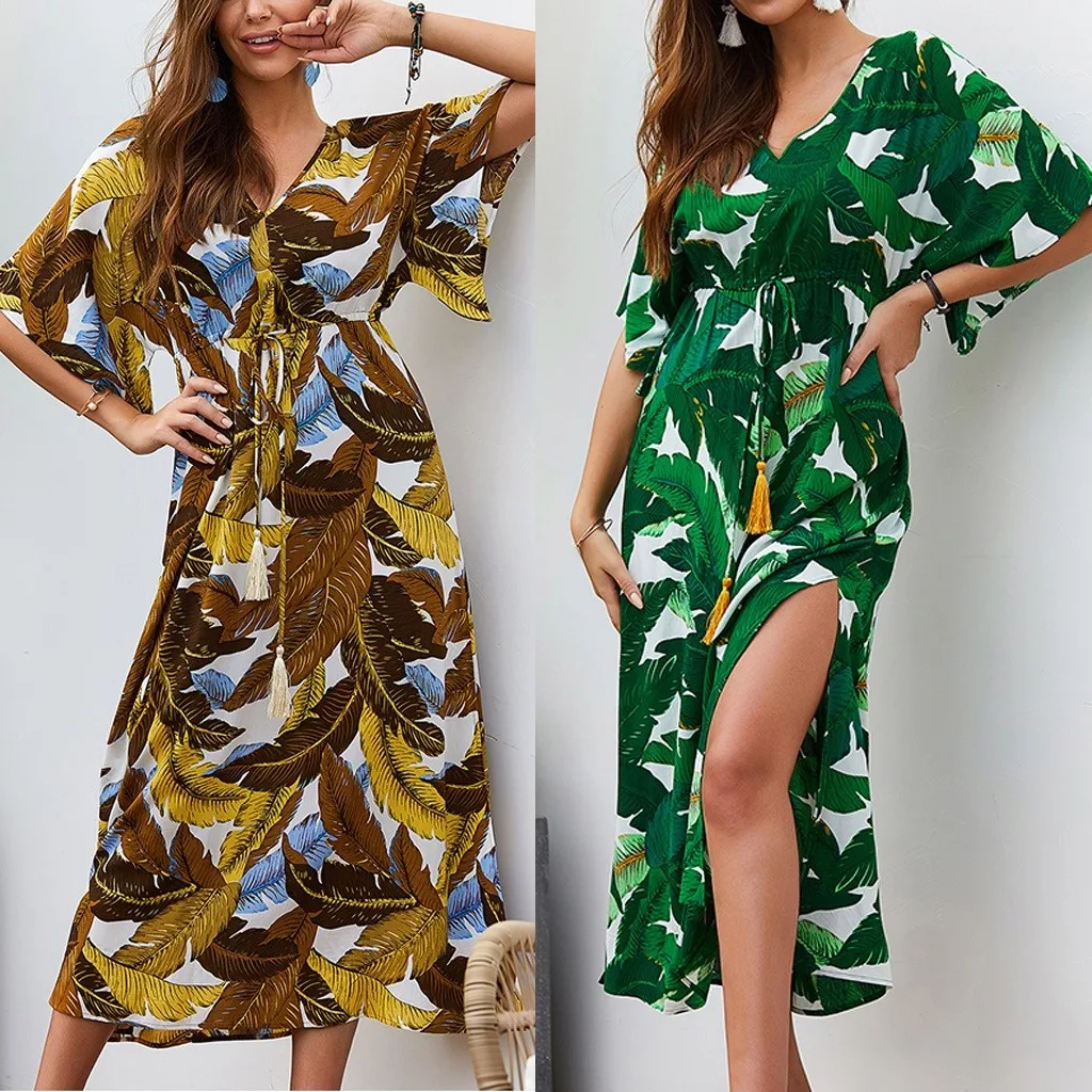 Женское модное летнее платье женское сексуальное пляжное с v образным вырезом и