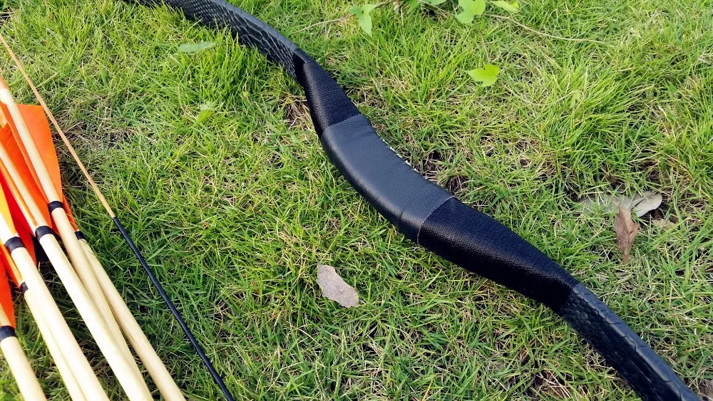 2019 Hunting Longbow Set Black Snakeskin 20lbs-60lbs With 6 Wooden Arrows | Спорт и развлечения
