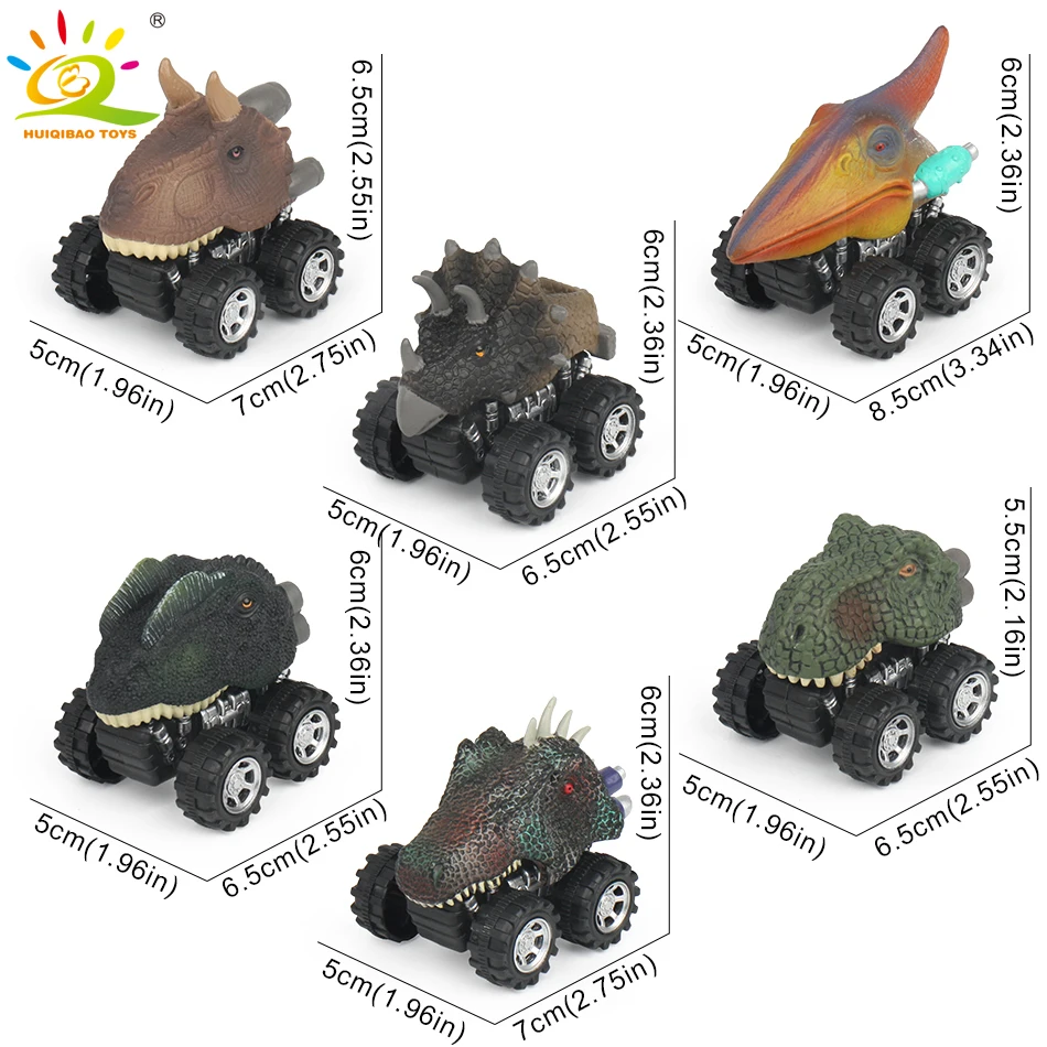HUIQIBAO TOYS 1 упаковка мультяшный динозавр потяните назад автомобили Diecasts