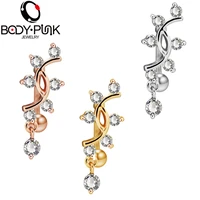 body punk 14g reverse belly button rings piercings surgical steel rose gold dangle navel rings piercing jewelry women nombril