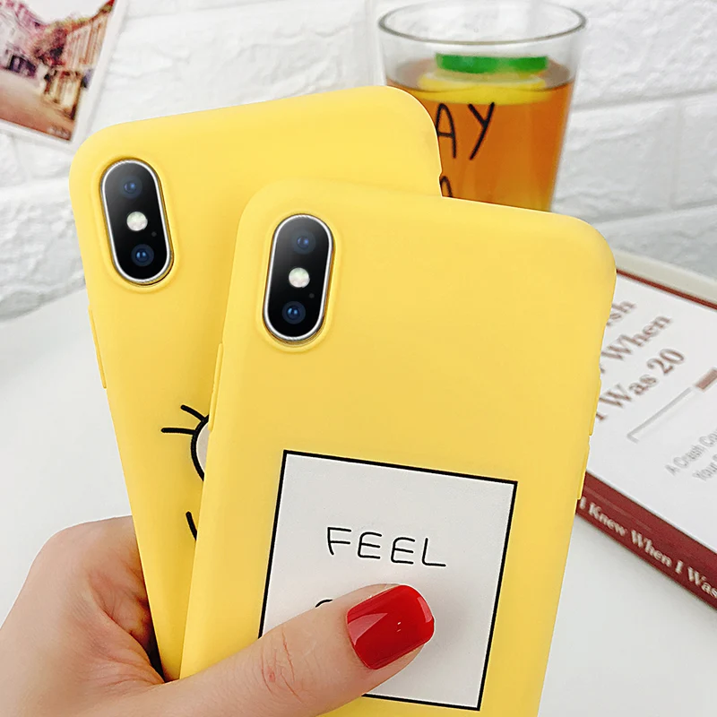 Чехол Moskado для iPhone 6 6S 7 8 Plus X Модный мягкий желтый чехол из ТПУ с милым мультяшным