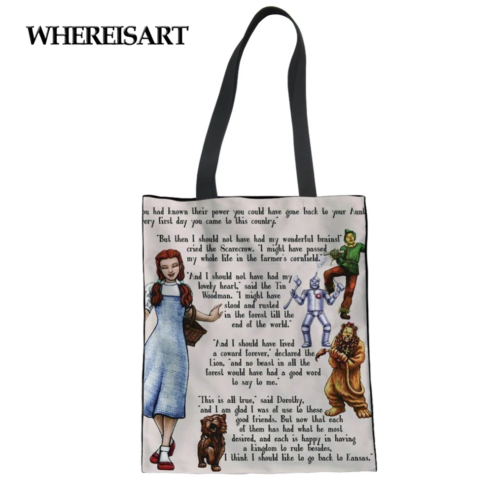 Сумка-тоут WHEREISART THE WIZARD OF OZ, Женская Холщовая Сумка для покупок, женская пляжная дорожная посылка, переносная Складная Прямая поставка