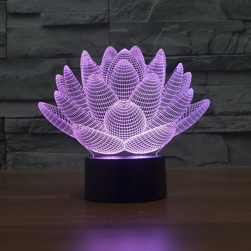 Лотос визуальный стерео 3d лампа креативная маленькая настольная подарок