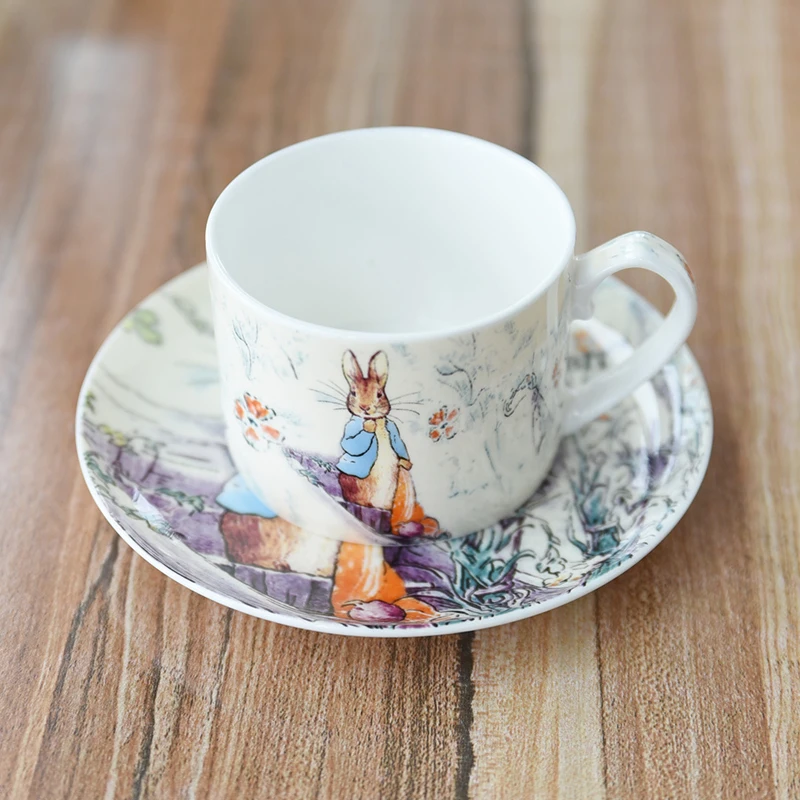 Европейская кофейная чашка Bone China блюдце с мультяшным изображением кролика