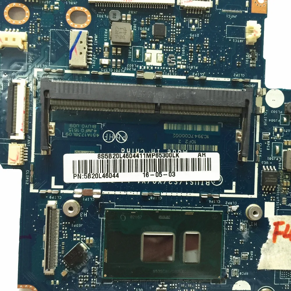 Материнская плата для ноутбука Lenovo YOGA-510-14ISK FLEX-4-1470 5B20L46044 LA-D451P DDR4 с процессором 4405U