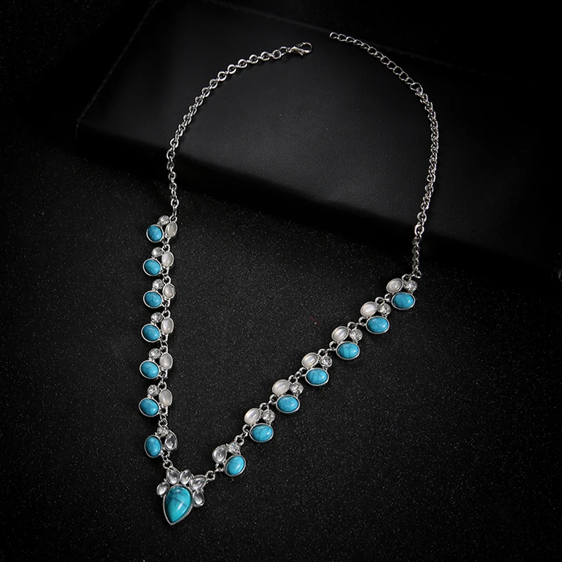 1 шт. Модные Изящные серьги в форме капли воды овальный опал камень кулон ожерелье