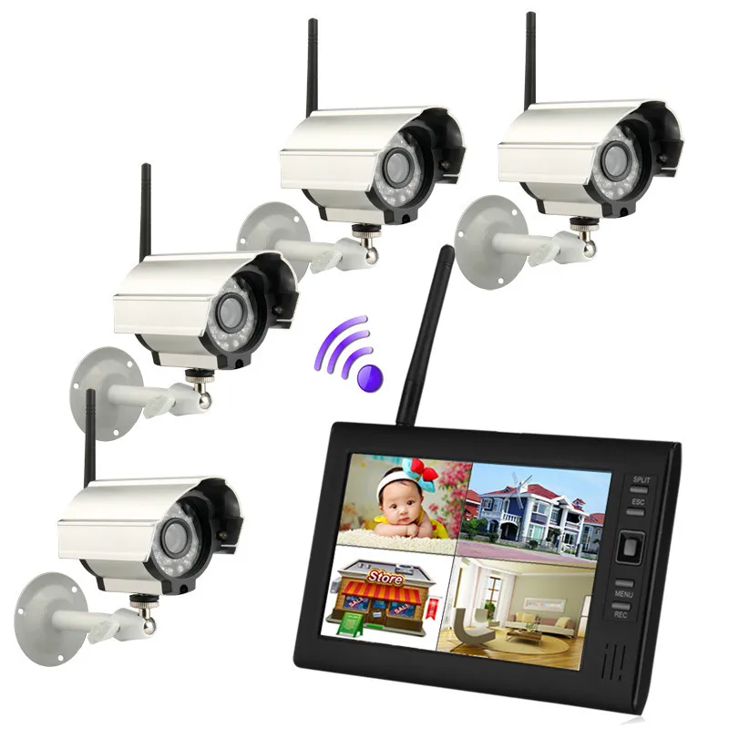 YobangSecurity 7 &quotTFT LCD DVR монитор 2 4 GHz Цифровая беспроводная 4CH CCTV камера наблюдения