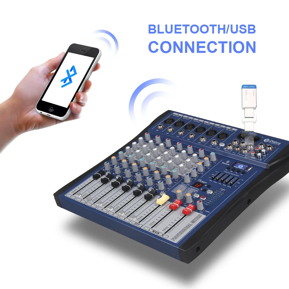 Хороший звук! USB Bluetooth dj контроллер миксер профессиональный усилитель 6 канальный