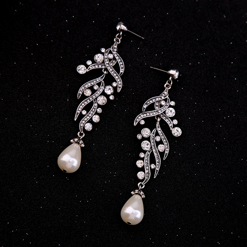 Элегантный сплав со стразами веточки дерева подвесные шпильки серьги для женщин