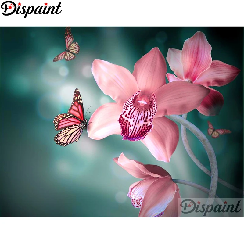 

Dispaint Full Square/Round Drill 5D DIY Diamond Painting "Flower butterfly" Embroidery Cross Stitch 3D Home Decor A11045