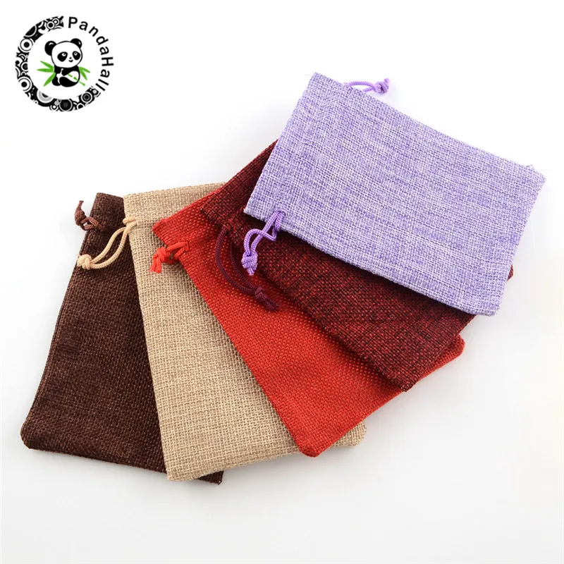 Mixed color 100 шт подарочные пакеты ювелирные изделия мешочки с шнурком для свадебного подарка 5,3x3,7" - Цвет: Mixed color