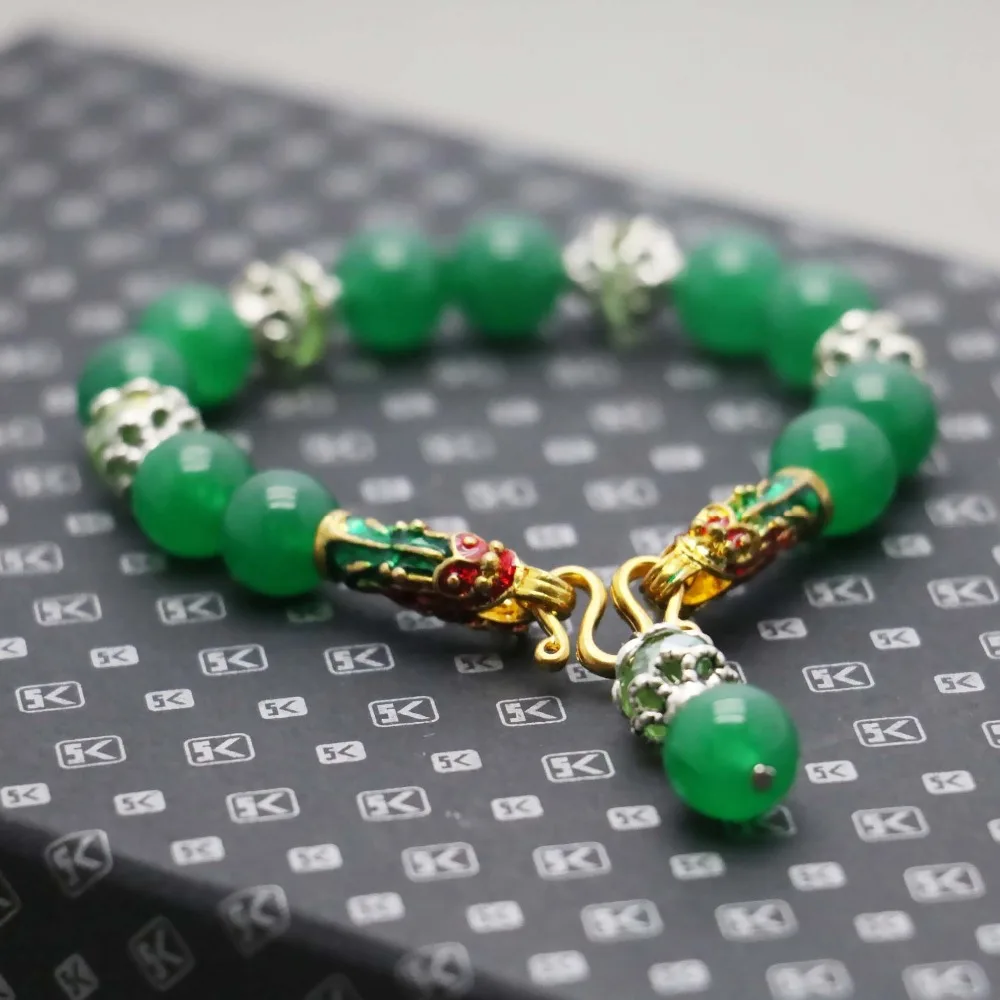 В богемном стиле Зеленый малайский халцедон хрустальные бусины браслет ручной